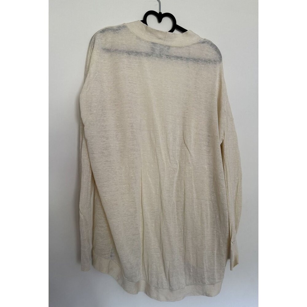 Theory Women's Waterfall Sag Harbor Yellow Linen Blend Cardigan Size large - Picture 3 of 7